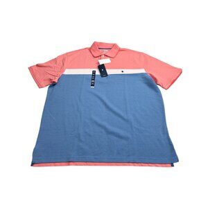 Izod Advantage Performance Polo Shirt 2XLT Big & Tall Dubarry Coral & Blue Stret